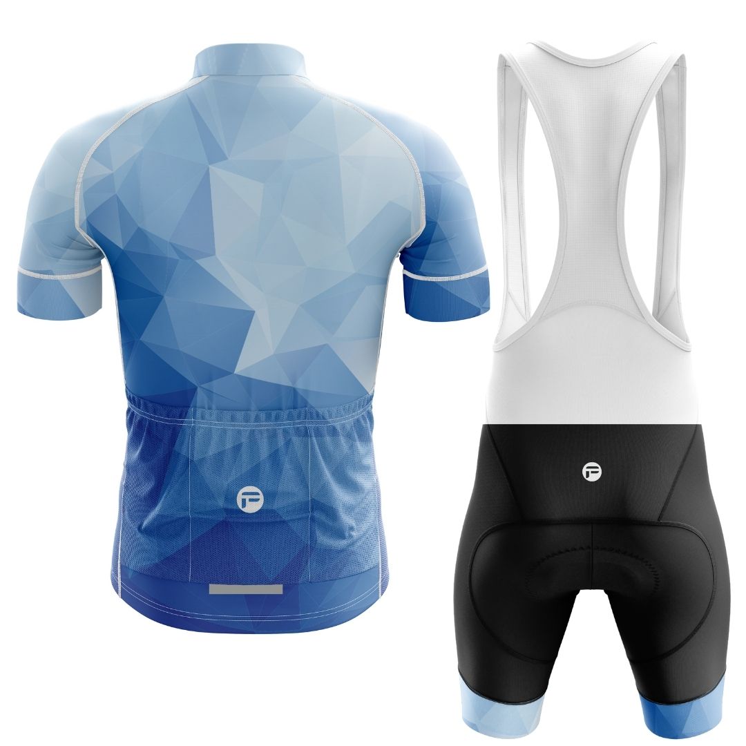 Ocean Blue | Men's Short Sleeve Cycling Set Bib Back Image