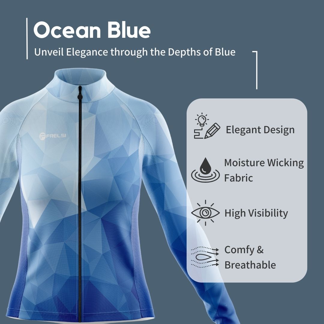 Ocean Blue | Women's Long Sleeve Cycling Jersey Highlights