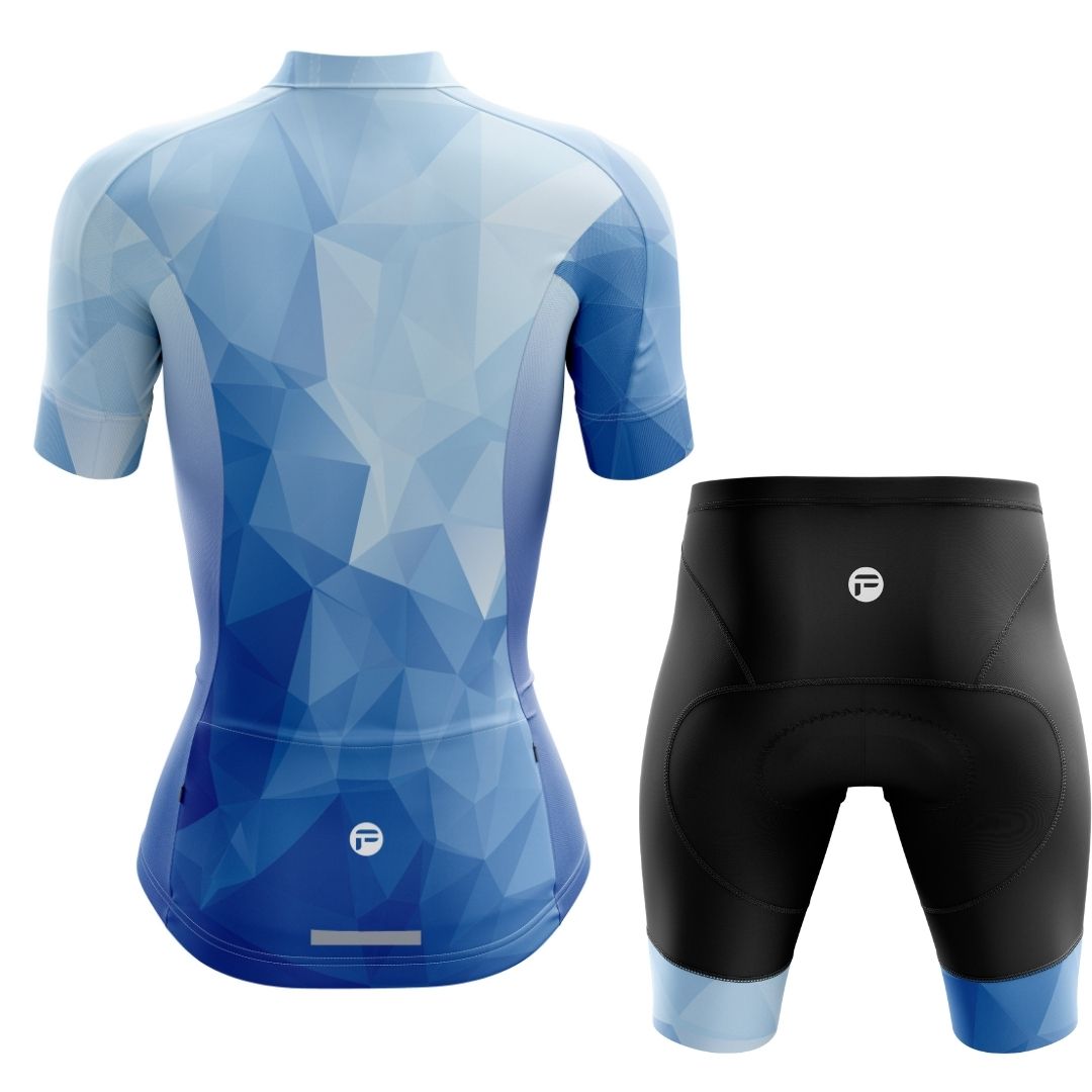 Ocean Blue | Women's Short Sleeve Cycling Set Back Image