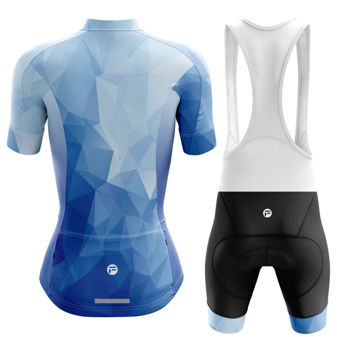 Ocean Blue | Women's Short Sleeve Cycling Set with Bib Back Image