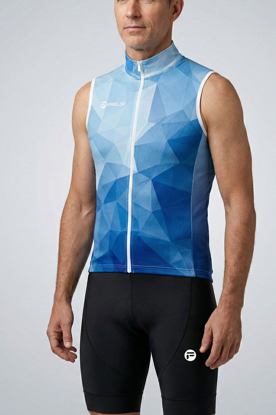 Maillot ciclista sin mangas azul océano