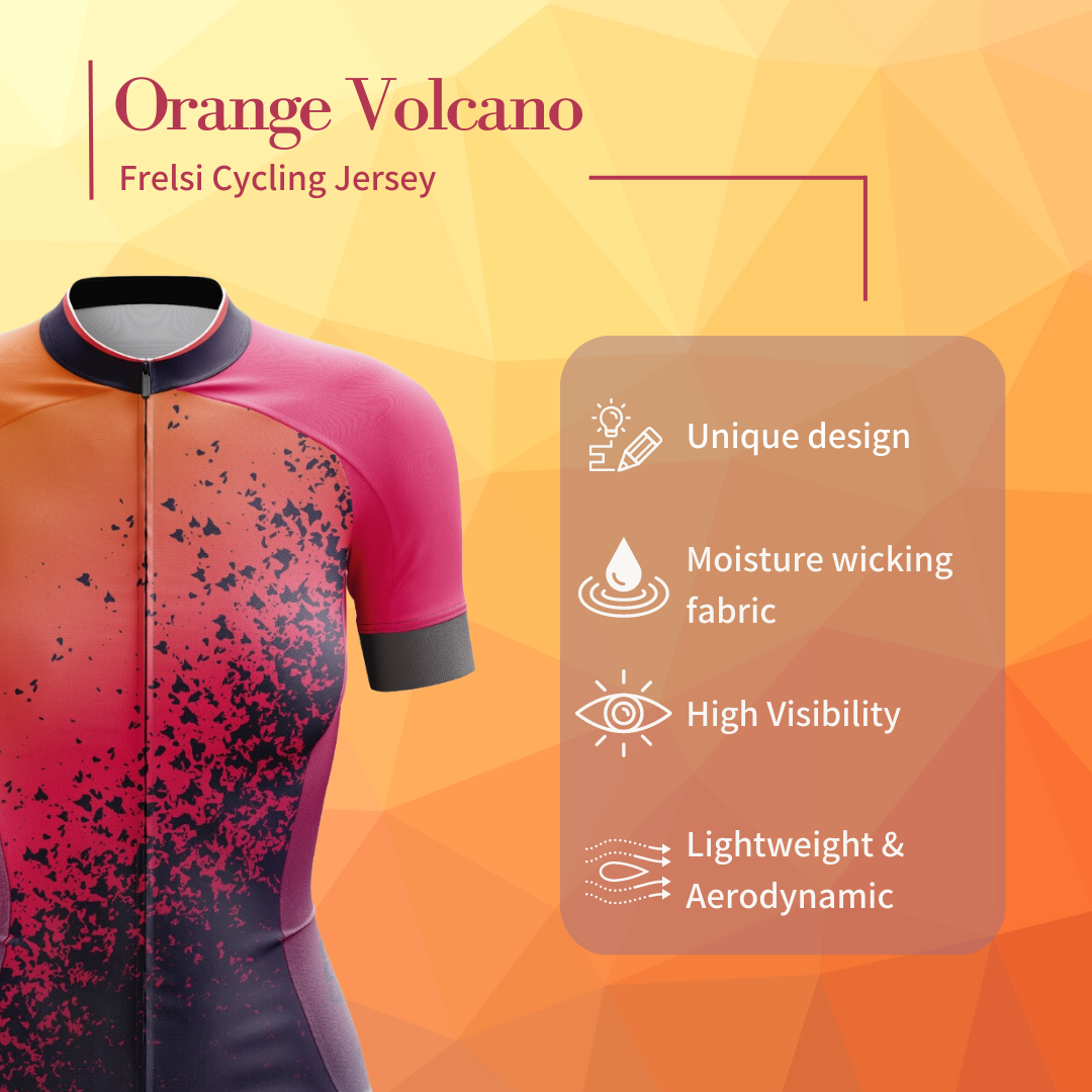 Orange Volcano | Women's Short Sleeve Cycling Jersey Facts & Features