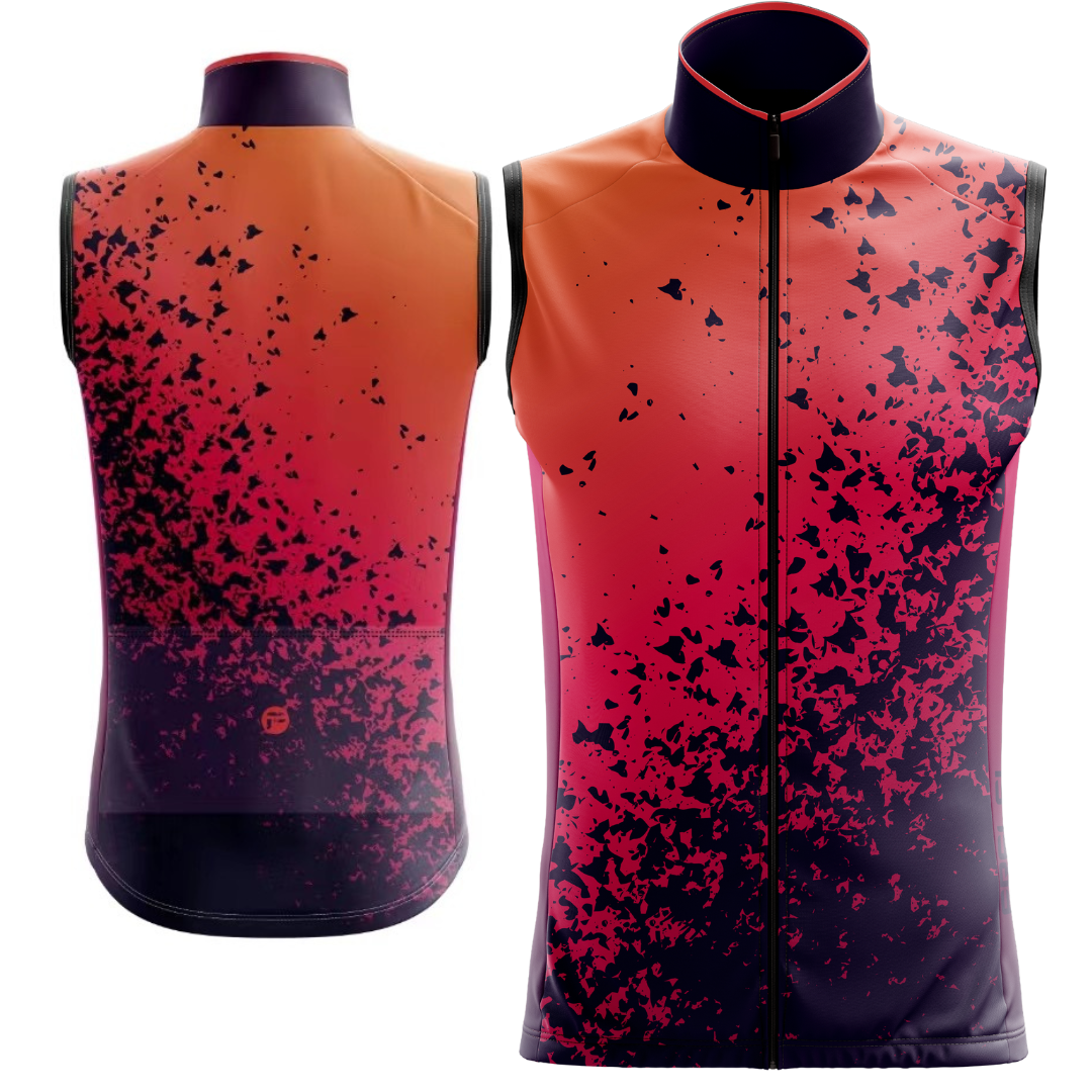 Feel unstoppable on every ride with the Orange Volcano sleeveless cycling jersey. Breathable and featuring a fiery orange design.
