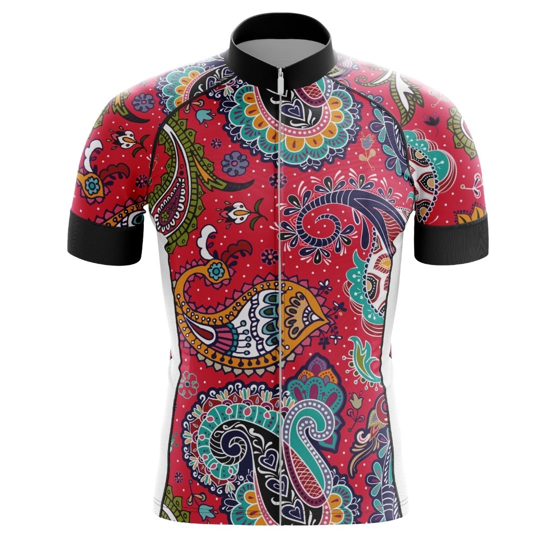 Paisley Passion men's short-sleeve cycling jersey.