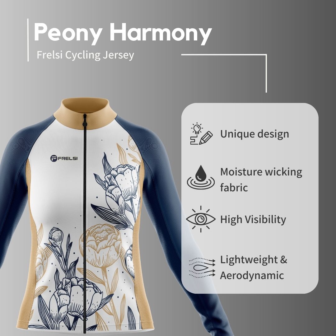 Peony Harmony Long Sleeve Women's Cycling Jersey Facts & Features
