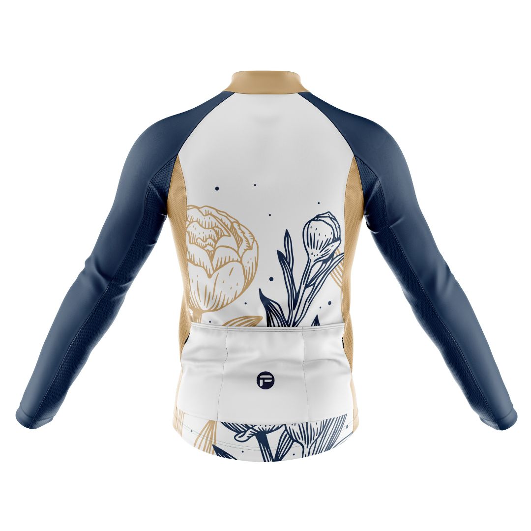 Peony Harmony long sleeve cycling jersey | A celebration of elegance, beauty, and performance.