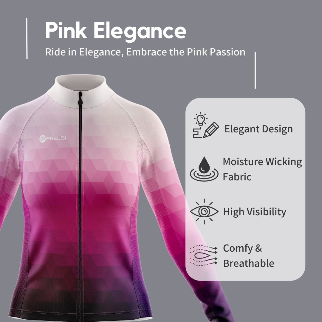 Pink Elegance | Women's Long Sleeve Cycling Jersey Highlights