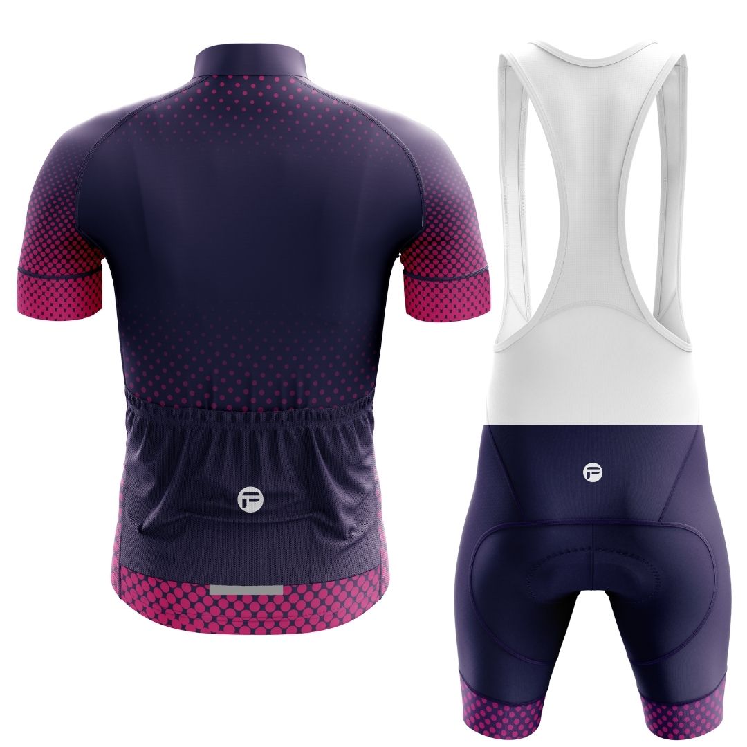 Purple Dot Ride | Men's Short Sleeve Cycling Set Bib Back Image