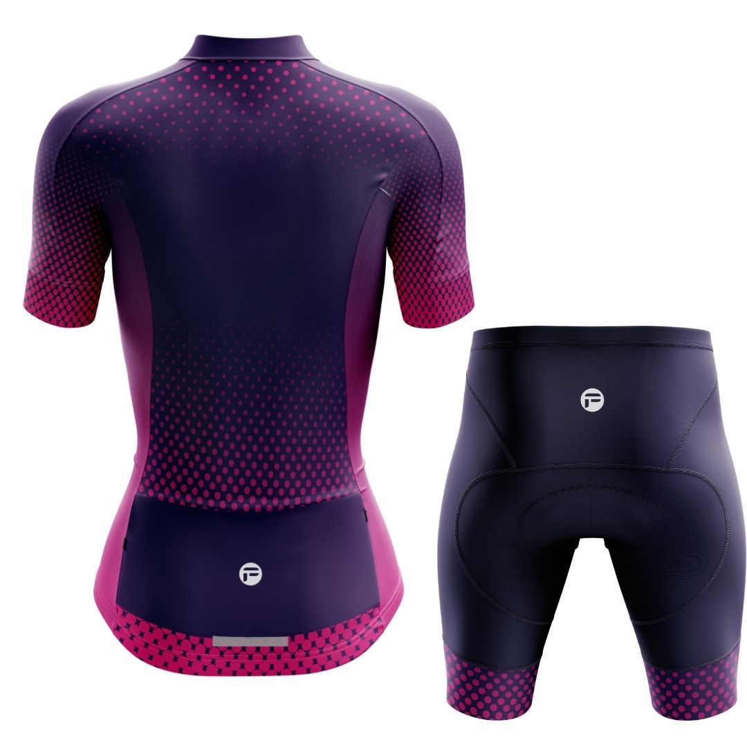 Purple Dot Ride | Women's Short Sleeve Cycling Set Back Image