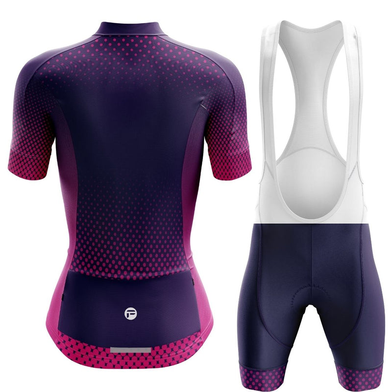 Purple Dot Ride | Women's Short Sleeve Cycling Set Bib Back Image