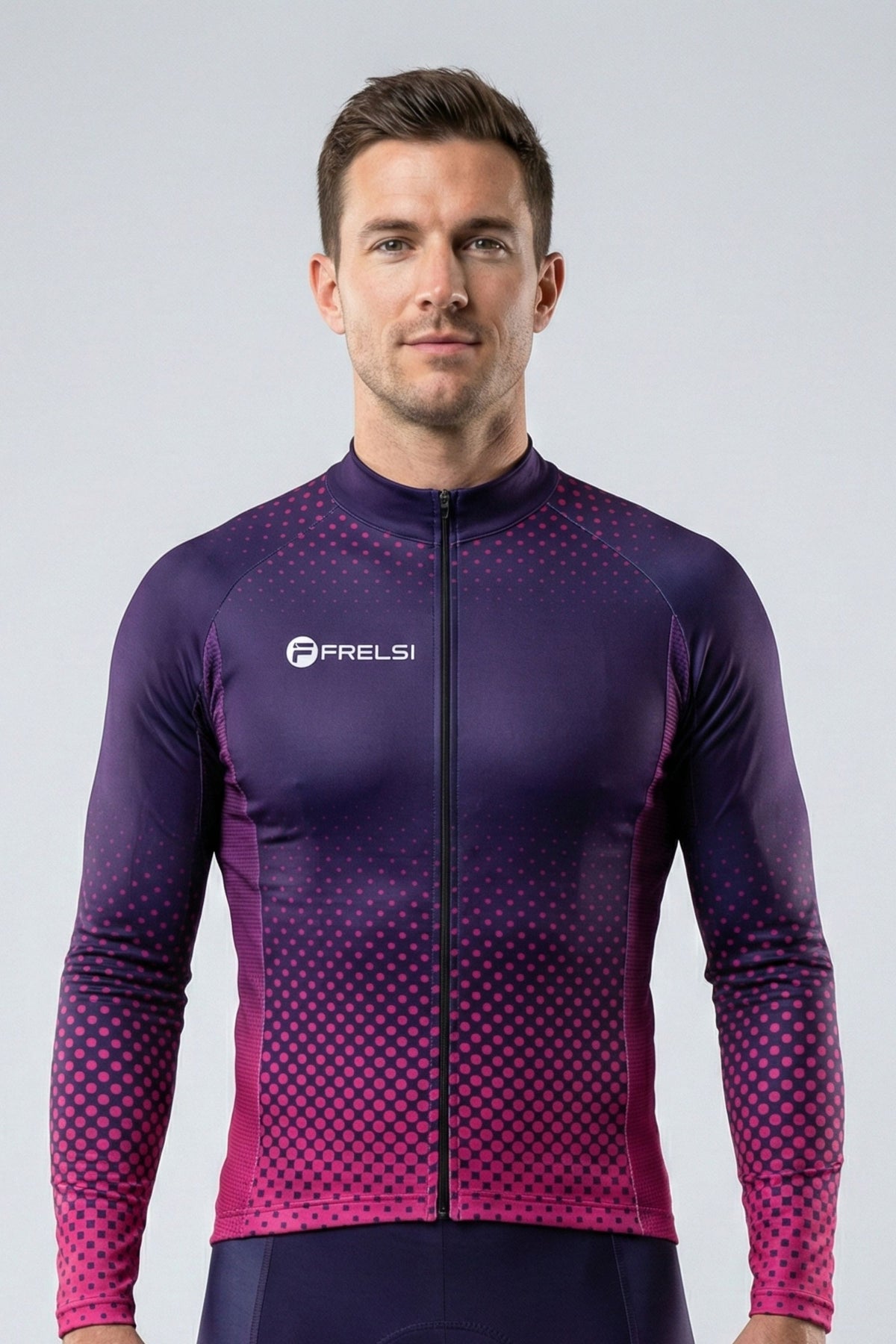 Maillot ciclista de manga larga para hombre Purple Dot Ride