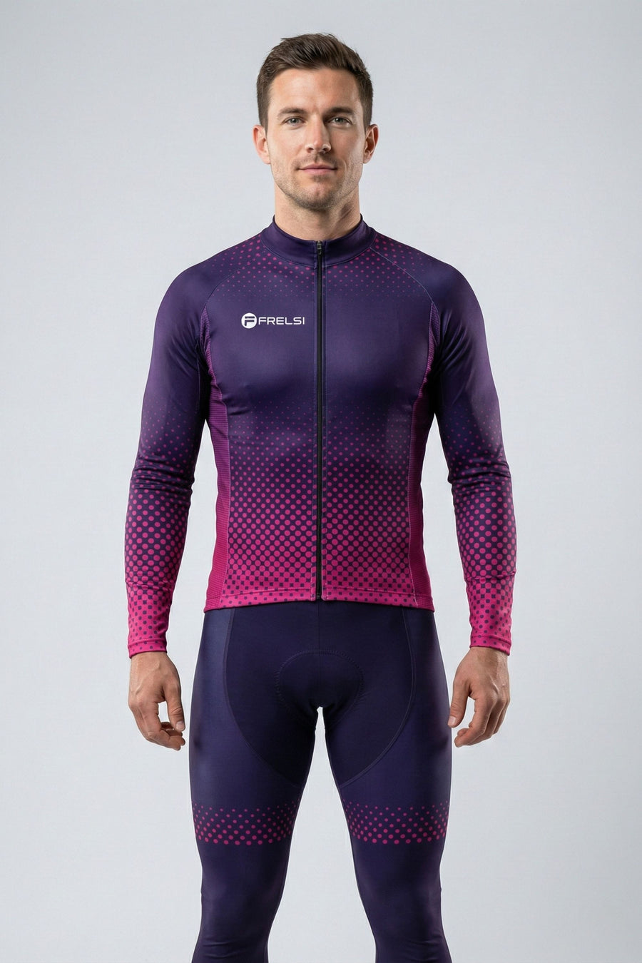 Conjunto de ciclismo de manga larga para hombre Purple Dot Ride