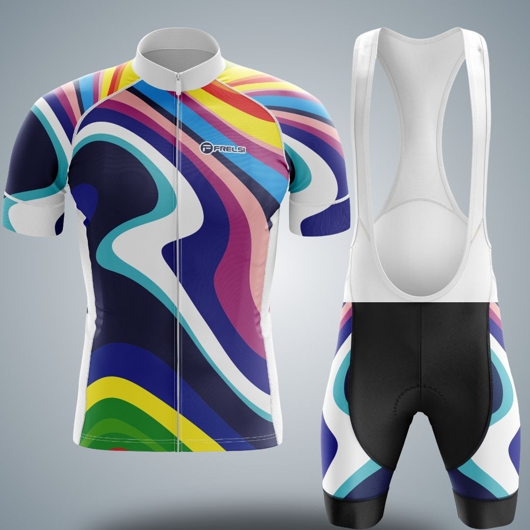 Colorful cycling set with a spectrum of hues, called 'My Rainbow Sprint"