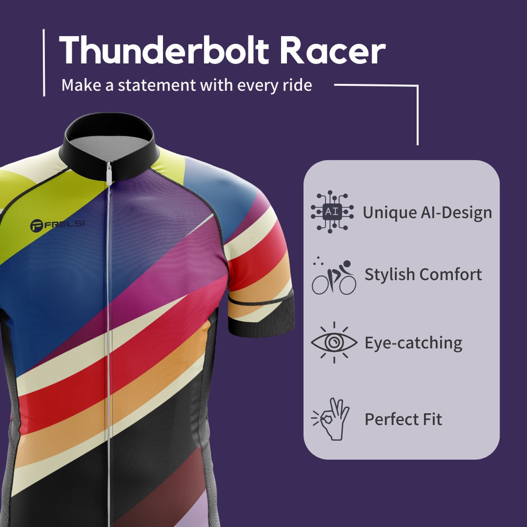 Thunderbolt Racer Men's Short Sleeve Cycling Jersey Highlights