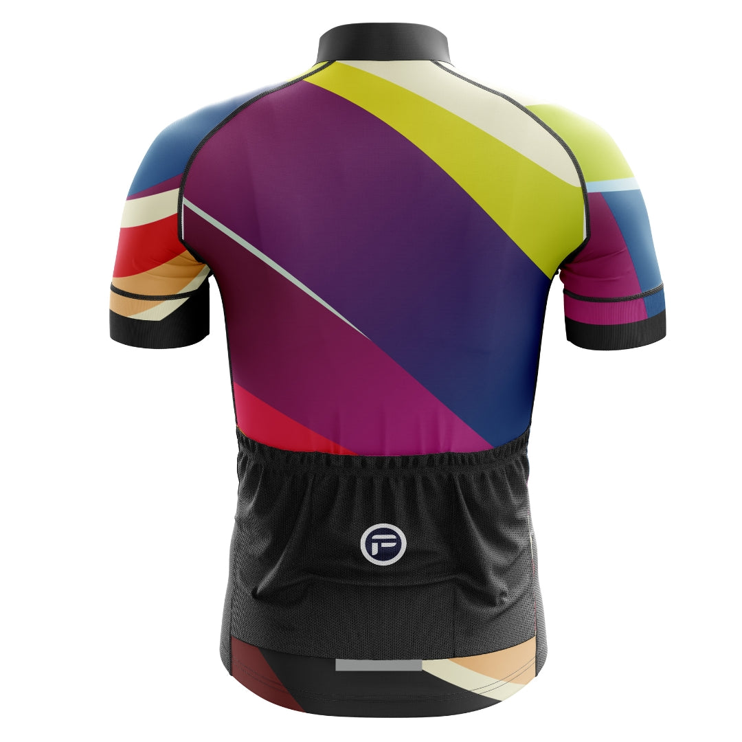 Colorful short sleeve cycling jersey for men with many colors , called 'Thunderbolt Racer'