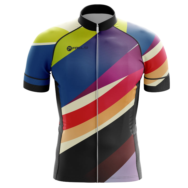 Colorful short sleeve cycling jersey for men with many colors , called 'Thunderbolt Racer'