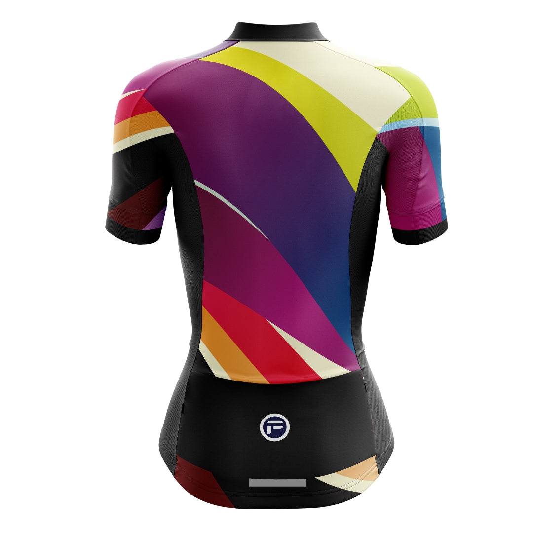 Colorful short sleeve cycling set for women with many colors , called 'Thunderbolt Racer'