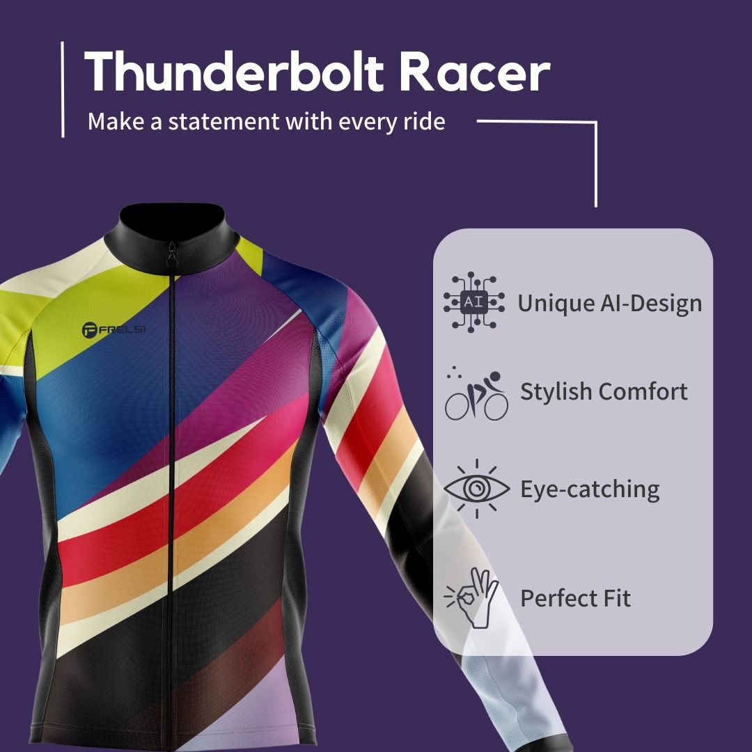 Thunderbolt Racer Men's Long Sleeve Cycling Jersey Highlights