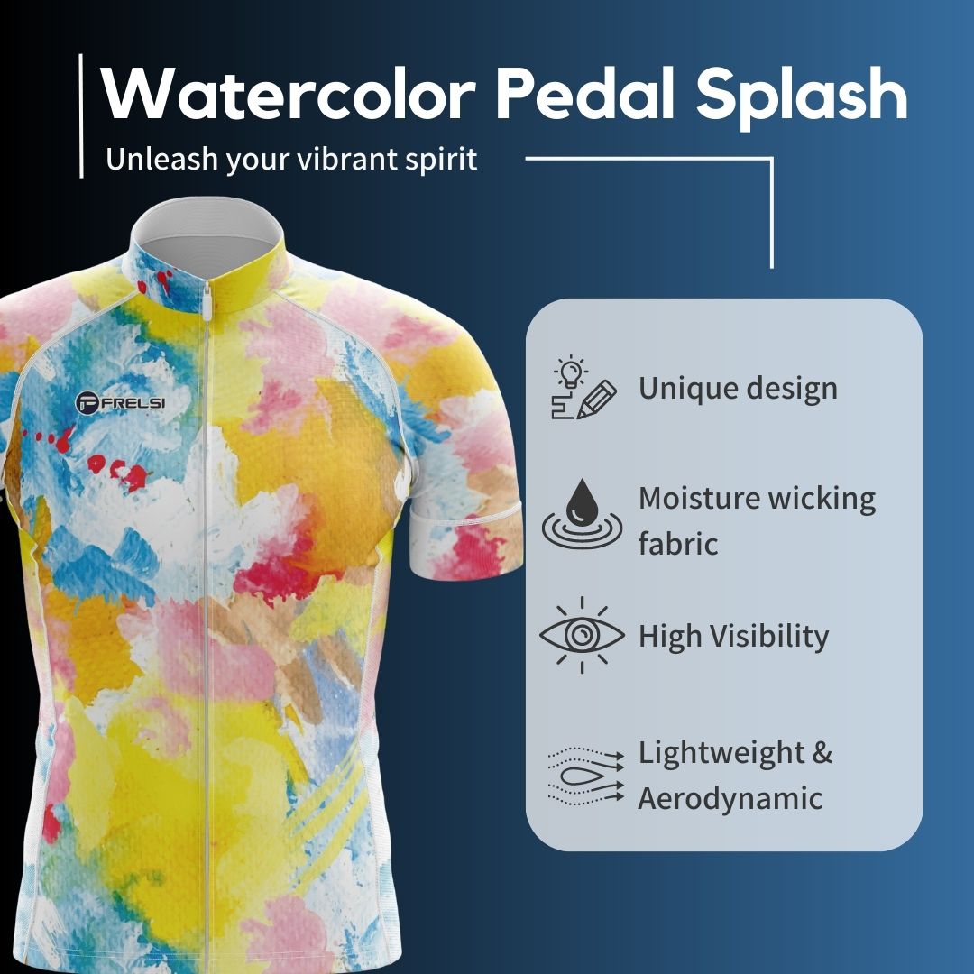 Watercolor Pedal Splash Men's Short Cycling Jersey - Facts & Features 