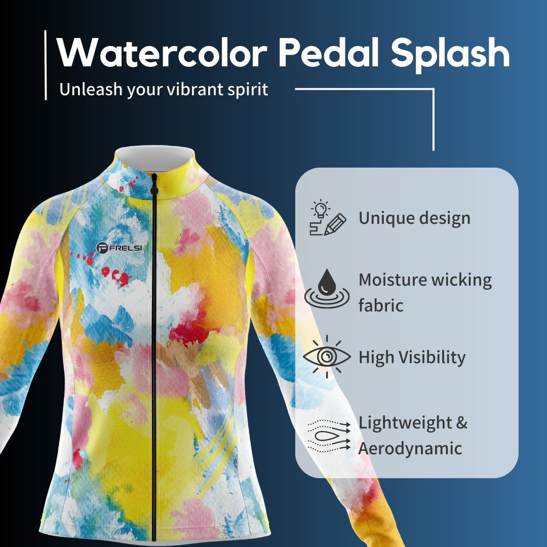 Facts & Features about Women's Long Sleeve Cycling Jersey with Rainbow Watercolors Splash
