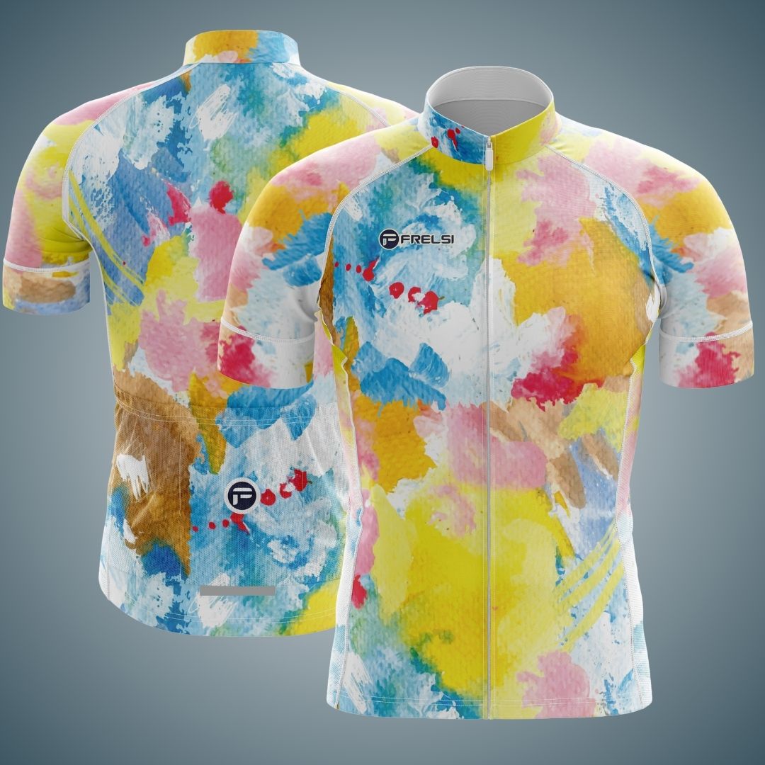 Watercolor Pedal Splash | Men's Short Sleeve Cycling Jersey with unique design by Frelsi