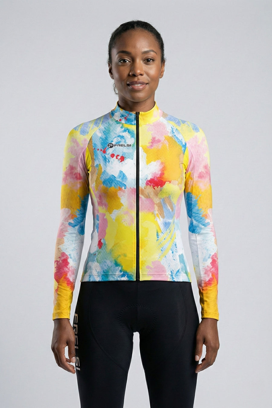 Pedal Splash de acuarela | Maillot de ciclismo de manga larga para mujer