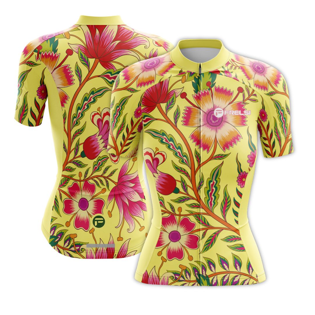 Embrace the wildflower spirit with Cycling Frelsi's Wildflower Ride kit for women. Jersey and cycling shorts in a stunning floral design.