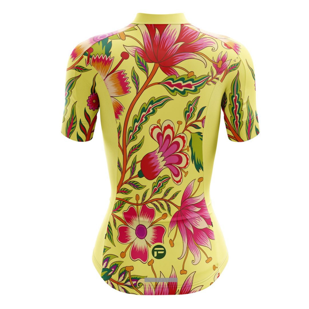 Ride in a sea of wildflowers with this captivating women's cycling kit by Cycling Frelsi.