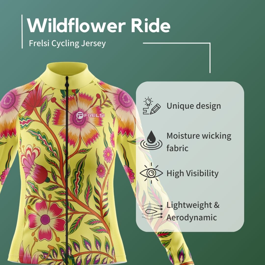 Wildflower Ride | Women's Long Sleeve Cycling Jersey – Cycling Frelsi