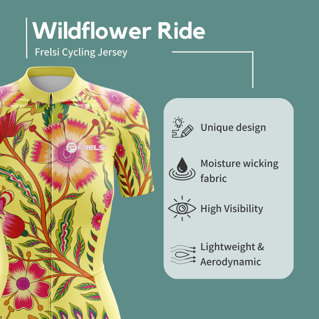 Wildflowers Ride Women's Yellow Cycling Jersey Facts & Features