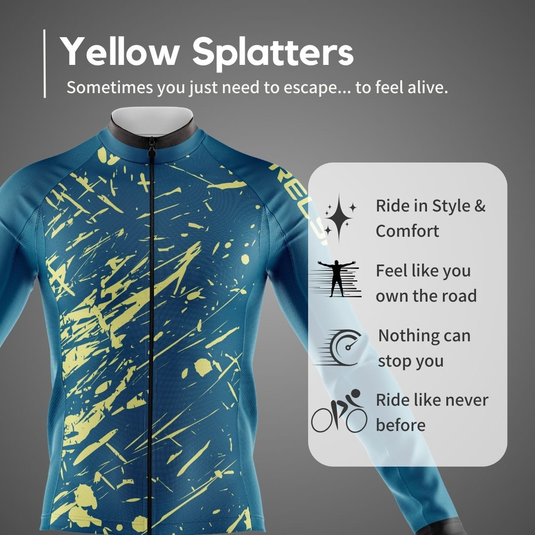 Yellow Splatters Cycling Jersey for Men - Feel Alive!