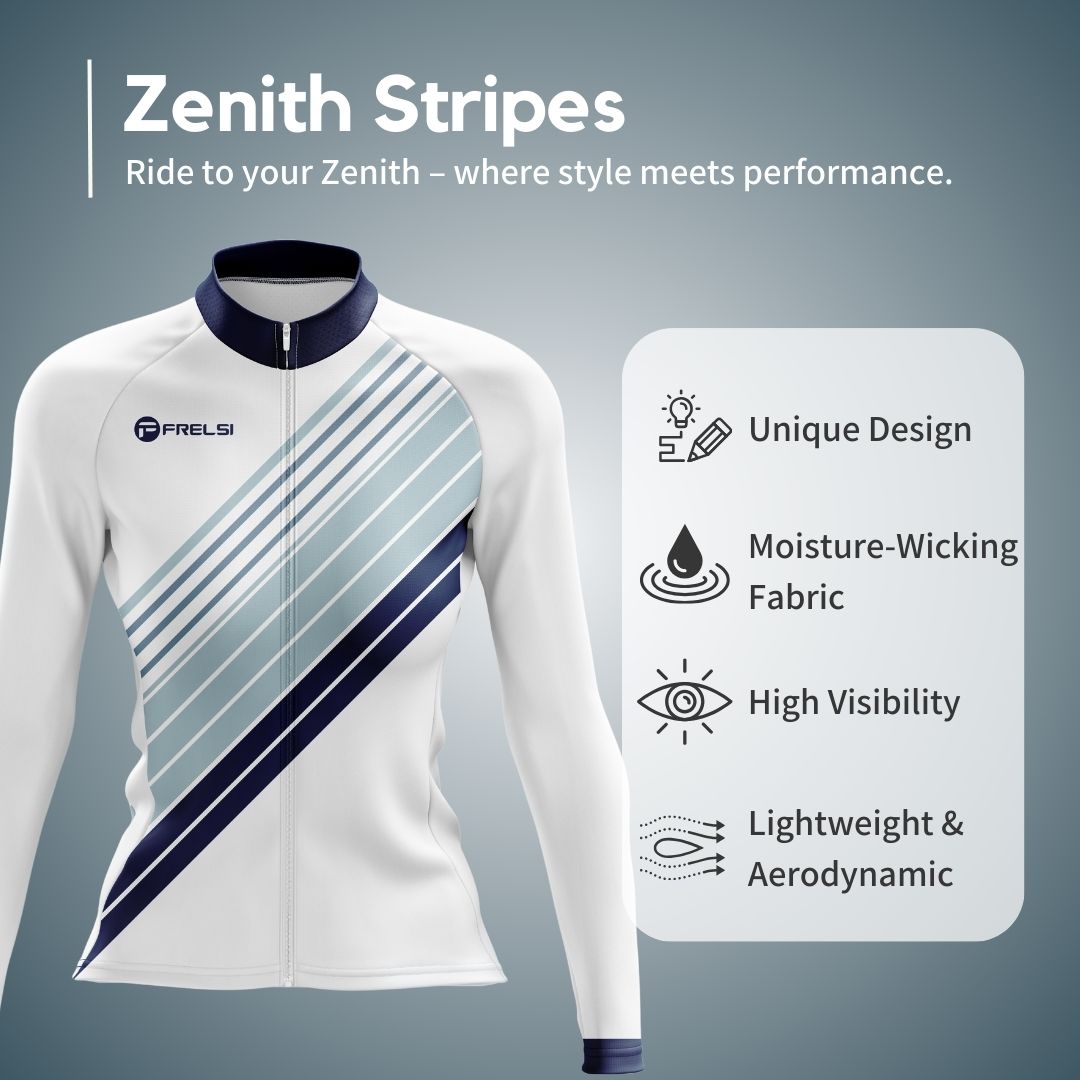 Performance-focused women's long sleeve cycling jersey with a stylish diagonal stripe design and moisture-wicking fabric