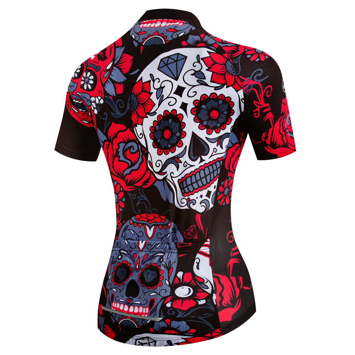 Pink Skull Flowers | Women's Short Sleeve Cycling Jersey