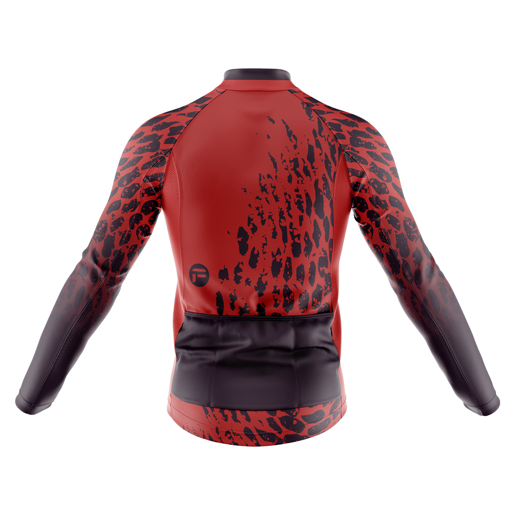 Red Spotted Cycling Jersey | Men's Long Sleeve Cycling Jersey