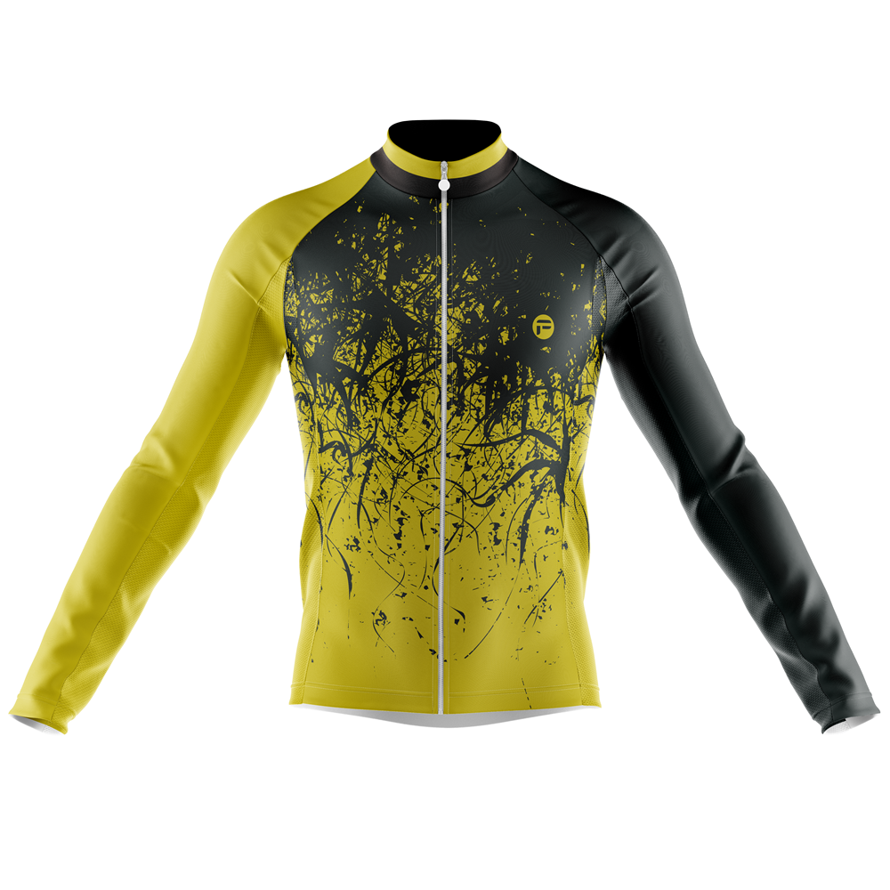 Yellow Black Splash | Men's Long Sleeve Cycling Set
