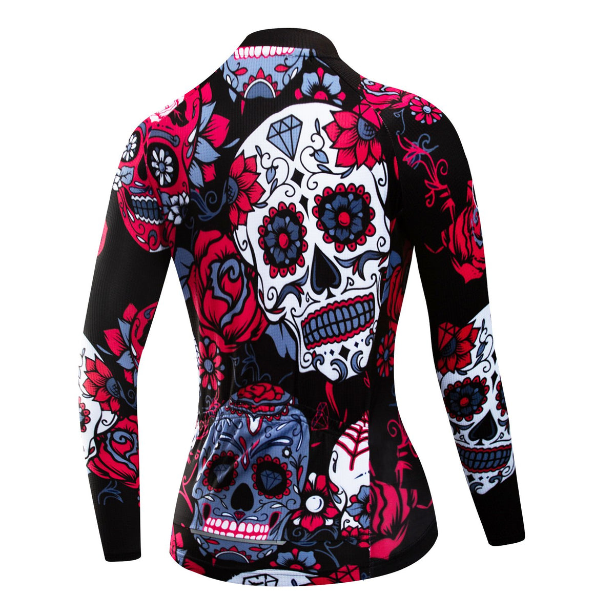 Pink Skull Flowers | Women's Long Sleeve Cycling Jersey