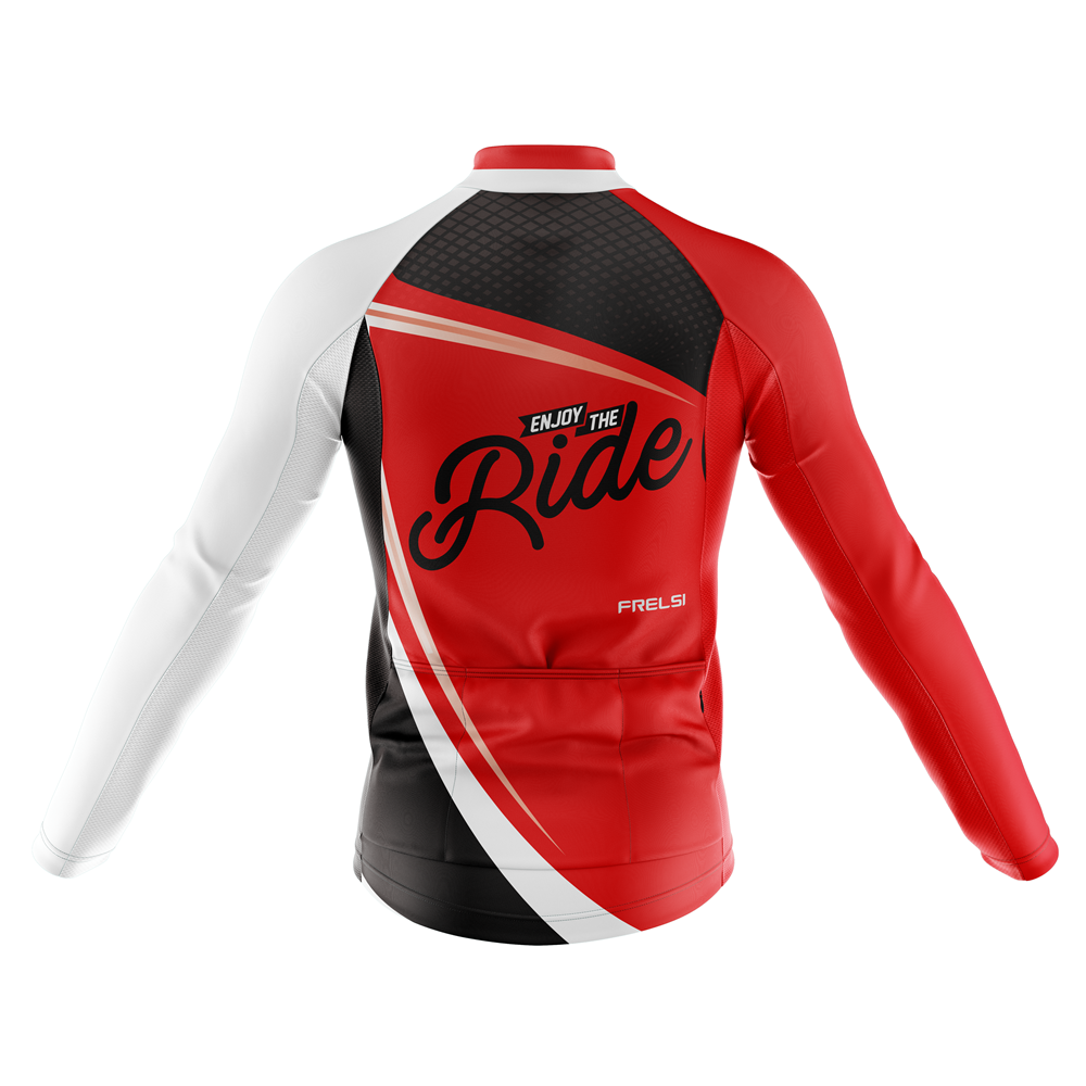 Red Streaks | Men's Long Sleeve Cycling Jersey with the title Enjoy the Ride
