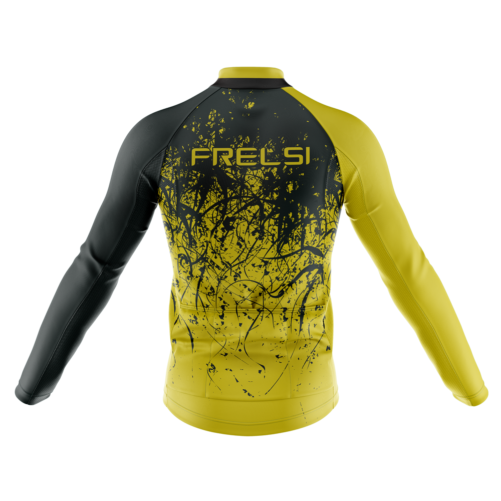 Yellow Black Splash | Men's Long Sleeve Cycling Jersey