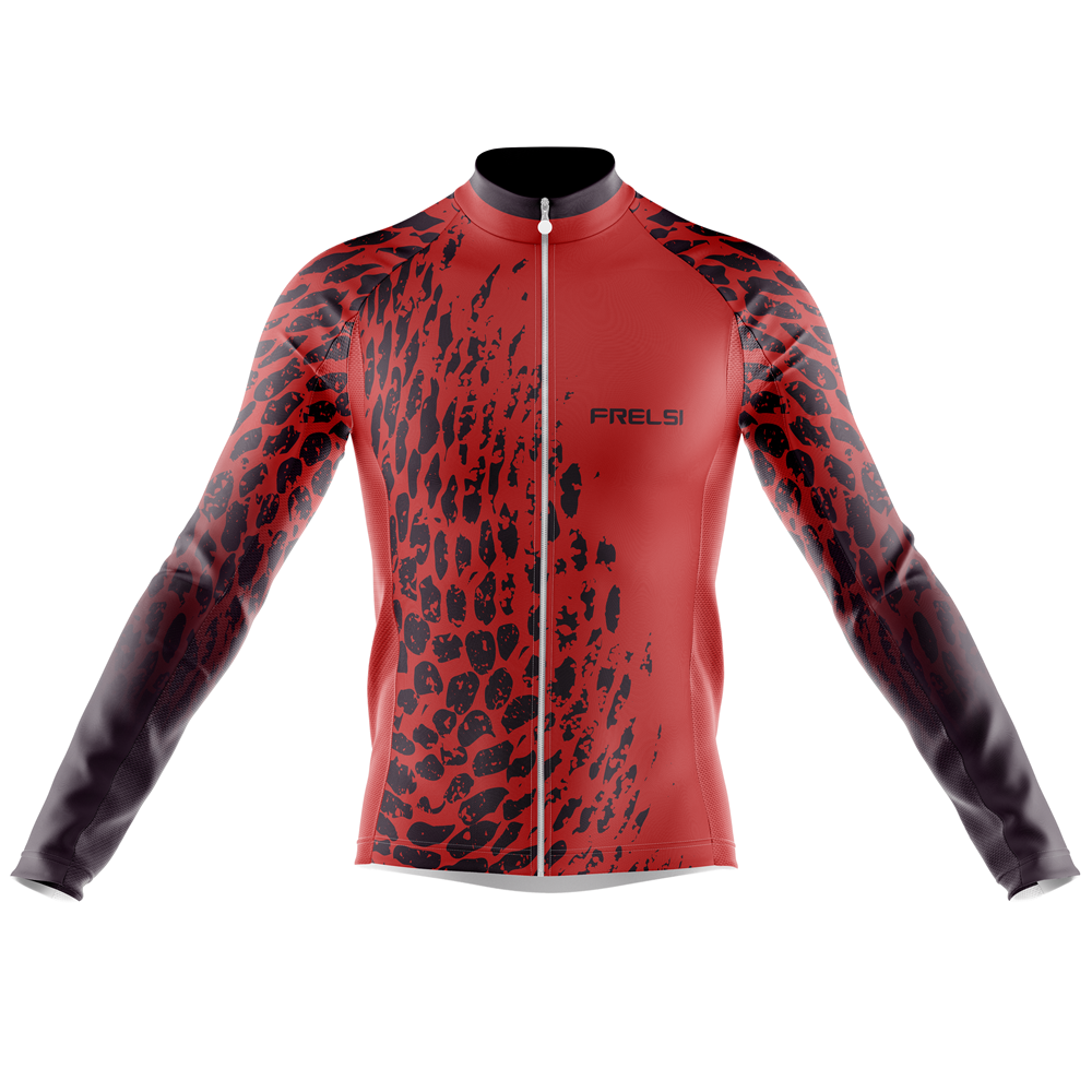 Red Spotted Cycling Jersey Men s Long Sleeve Cycling Jersey