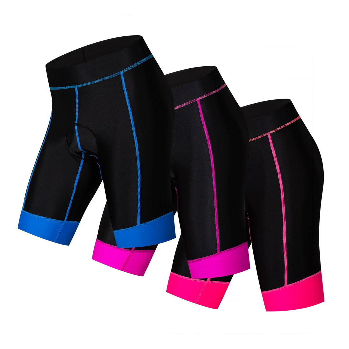 Black Women's Cycling Shorts in 3 Colors - Blue, Red, Purple