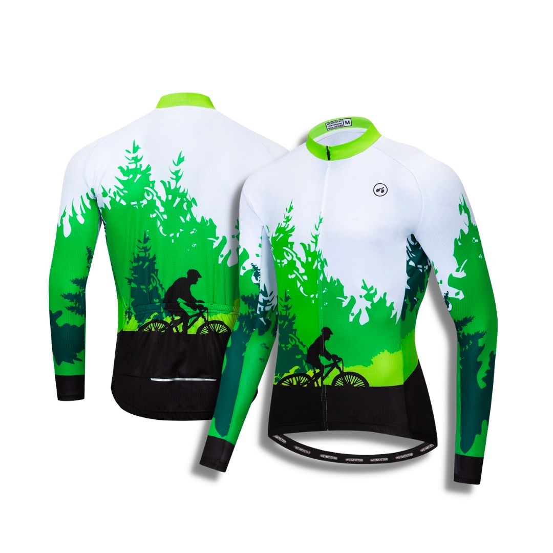 Green Forest Riding Long Sleeve Cycling Jersey
