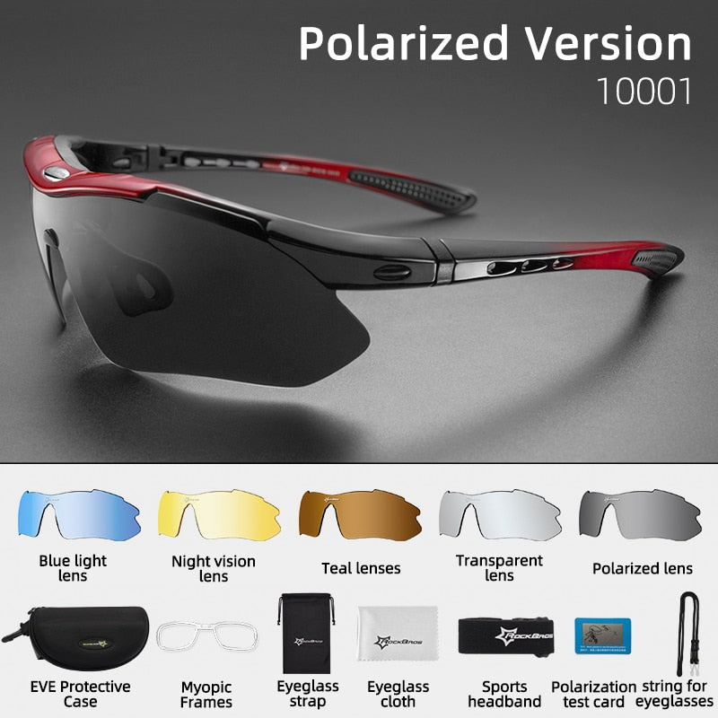 POSHEI P04 Polarized UV Protection Sports Glasses for Men or Women , Cycling  Wrap Sunglasses with 5 Interchangeable…