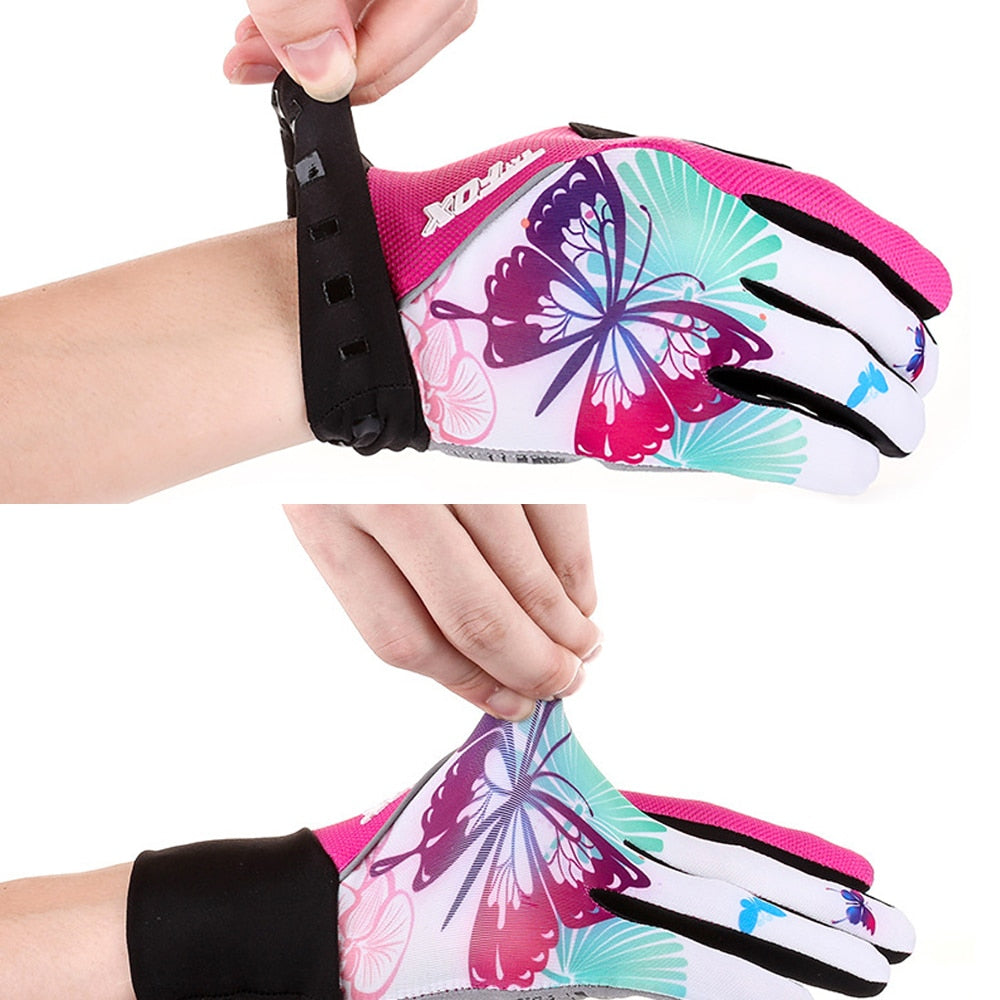 Full Finger Pink Butterfly Gloves