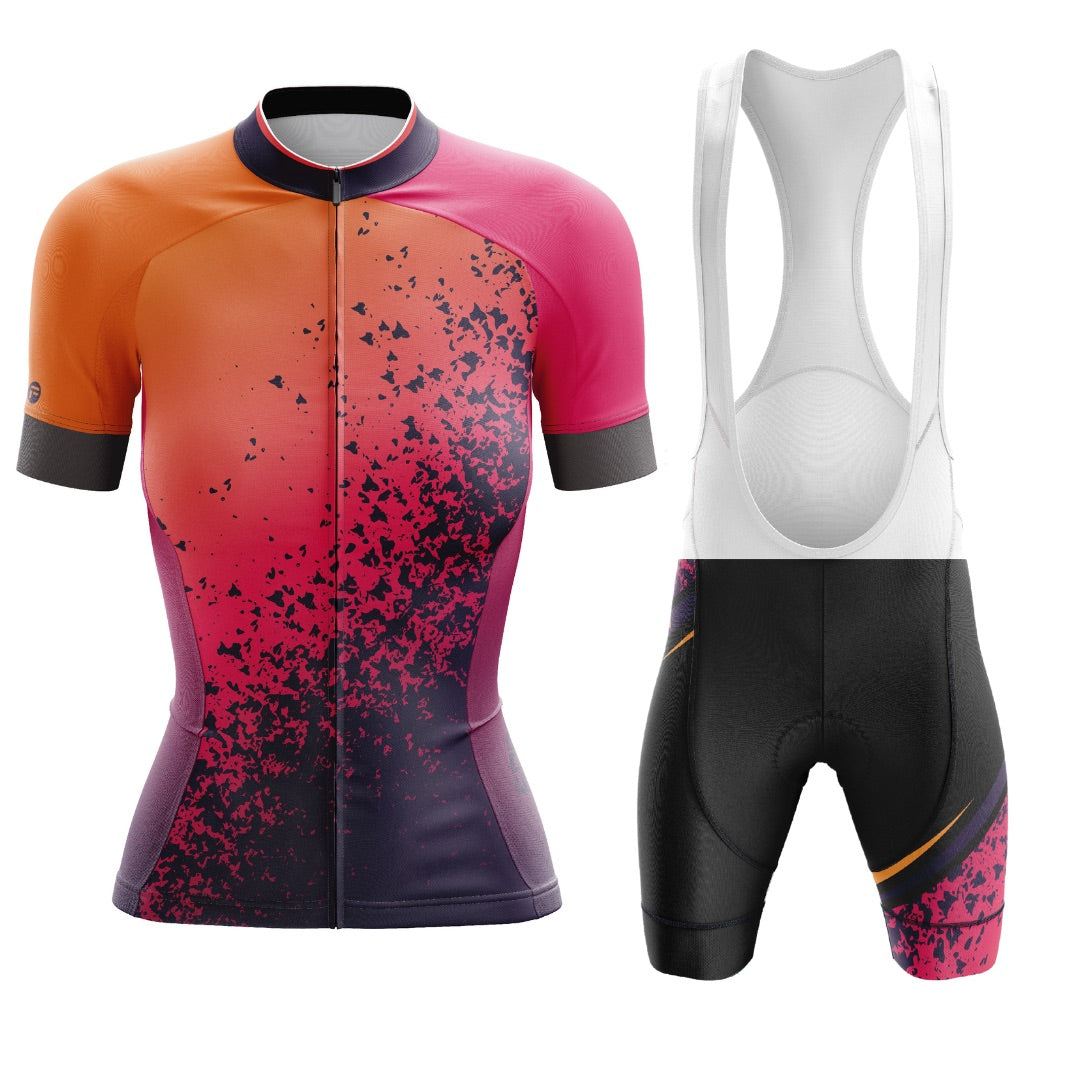 Orange Volcano | Frelsi Short Sleeve Cycling Set with Bibs