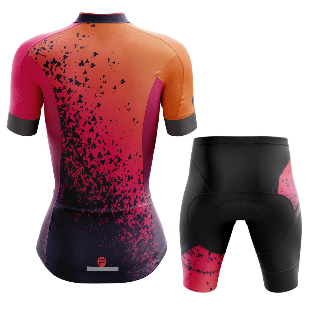 Orange Volcano | Frelsi Short Sleeve Cycling Set Back