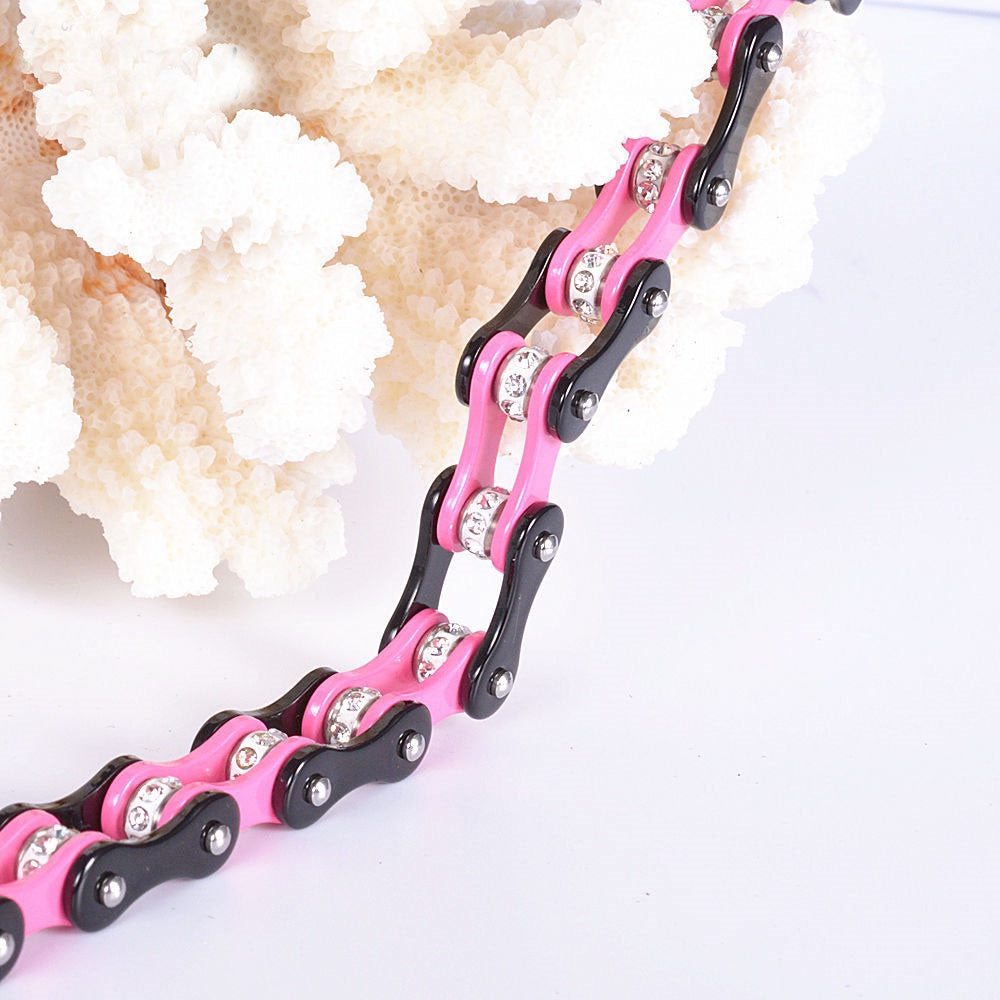 Pink Cycling Bracelet Close up