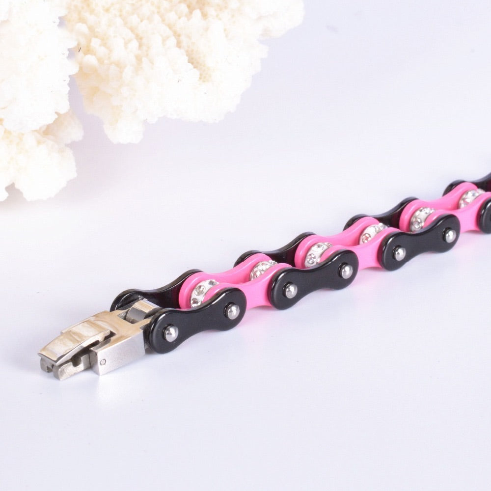 Pink Cycling Bracelet Fold Over Clap