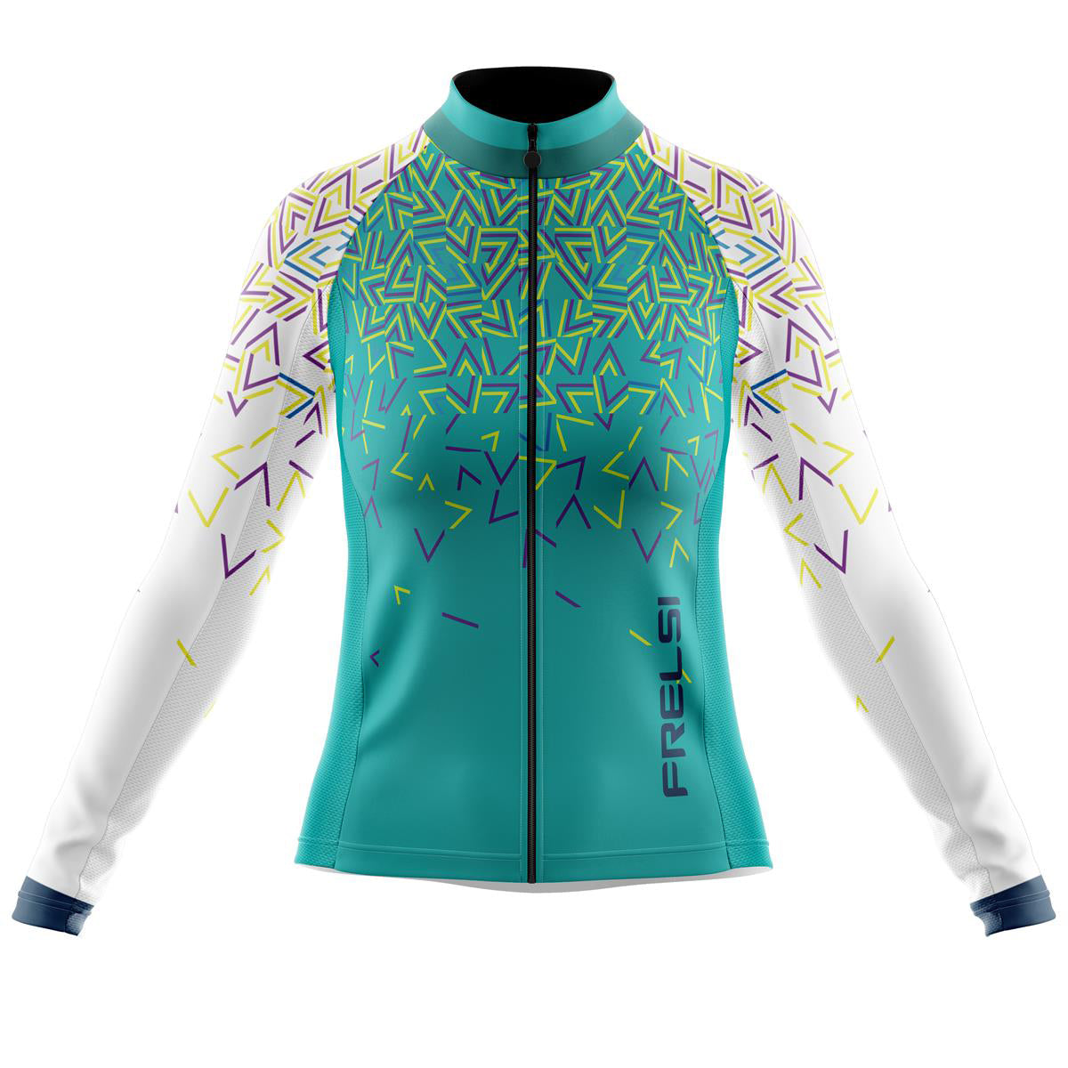 Energetic Blue and White | Women's Long Sleeve Cycling Jersey